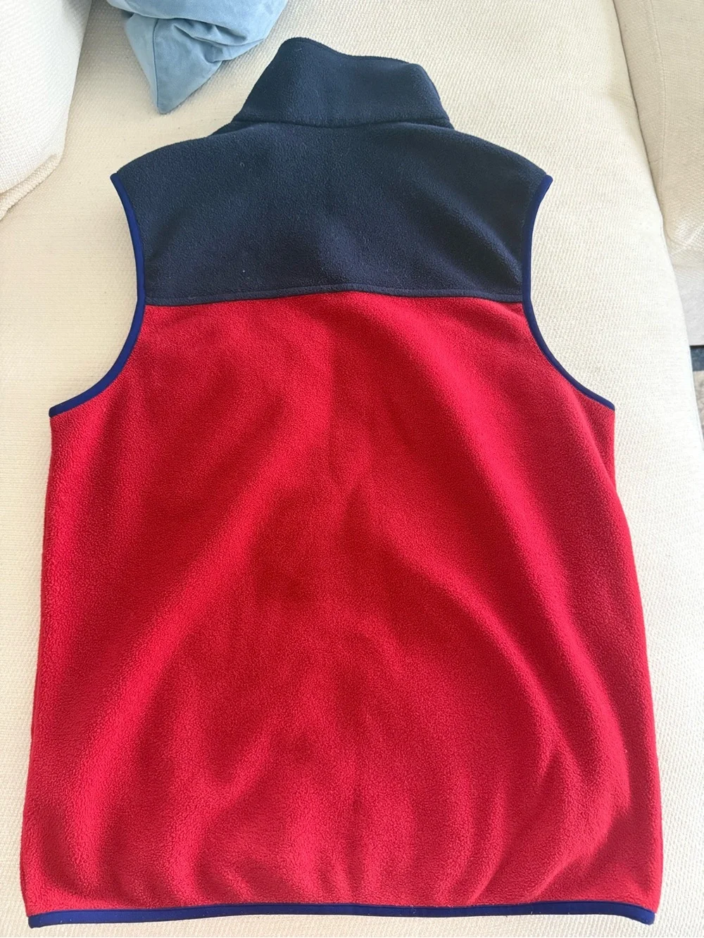 Patagonia Men’s Synchilla Fleece Vest in Red and Navy